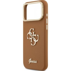 Θήκη Guess PU Grained 4G Logo Stand Camera Frame Cover Apple iPhone 17 Pro Max (6.9") Brown