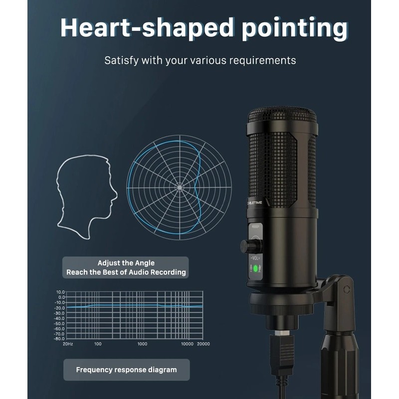 Μικρόφωνο Cabletime MP01-AB with Tripod & USB-A Black