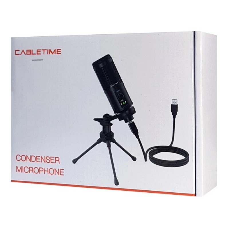Μικρόφωνο Cabletime MP01-AB with Tripod & USB-A Black