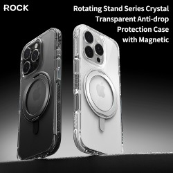 Θήκη Rock Rotating Stand Crystal Series Magnetic Cover Apple iPhone 16 Pro (6.3") Black