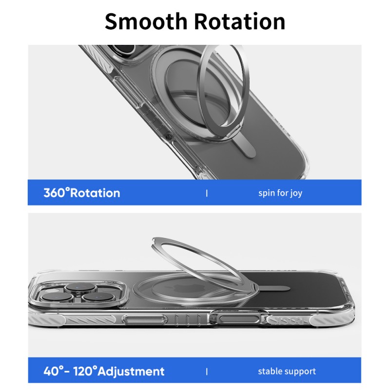 Θήκη Rock Rotating Stand Crystal Series Magnetic Cover Apple iPhone 16 Pro (6.3") Black