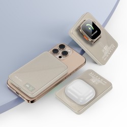 Εξωτερική Μπαταρία Blavec Powerbank 10000mAh BJ-04 Slim 13,5mm - Type C - 22,5W Magnetic Magsafe 3 in 1 (PBBJ04-MC10GD) Gold Glass