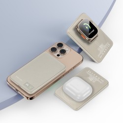 Εξωτερική Μπαταρία Blavec Powerbank 5000mAh BJ-04 Slim 7,8mm - Type C - 22,5W Magnetic Magsafe 3 in 1 (PBBJ04-MC5GD) Gold Glass