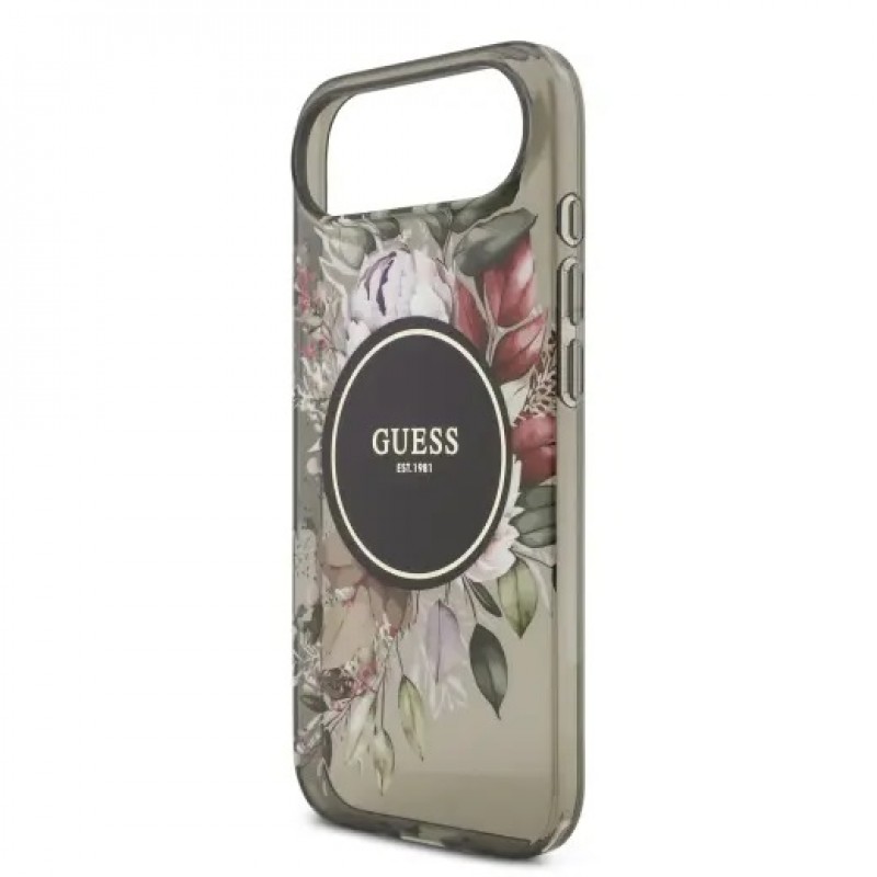 Θήκη Guess IML Flowers Strap MagSafe Cover iPhone Air (6.9") Black