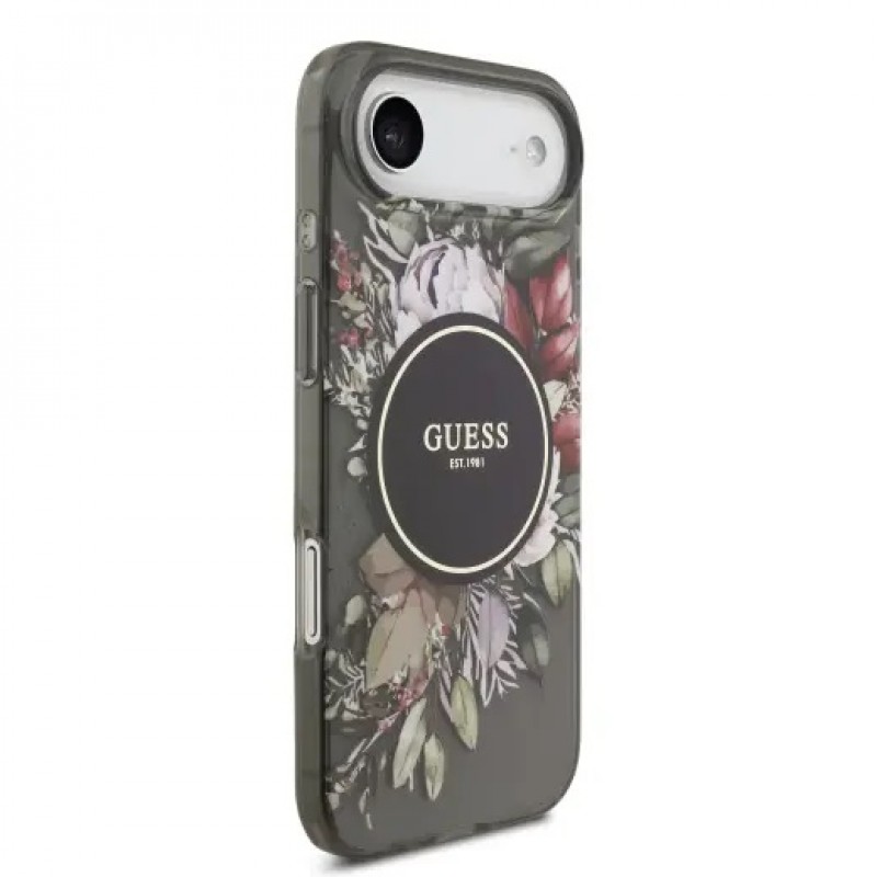 Θήκη Guess IML Flowers Strap MagSafe Cover iPhone Air (6.9") Black
