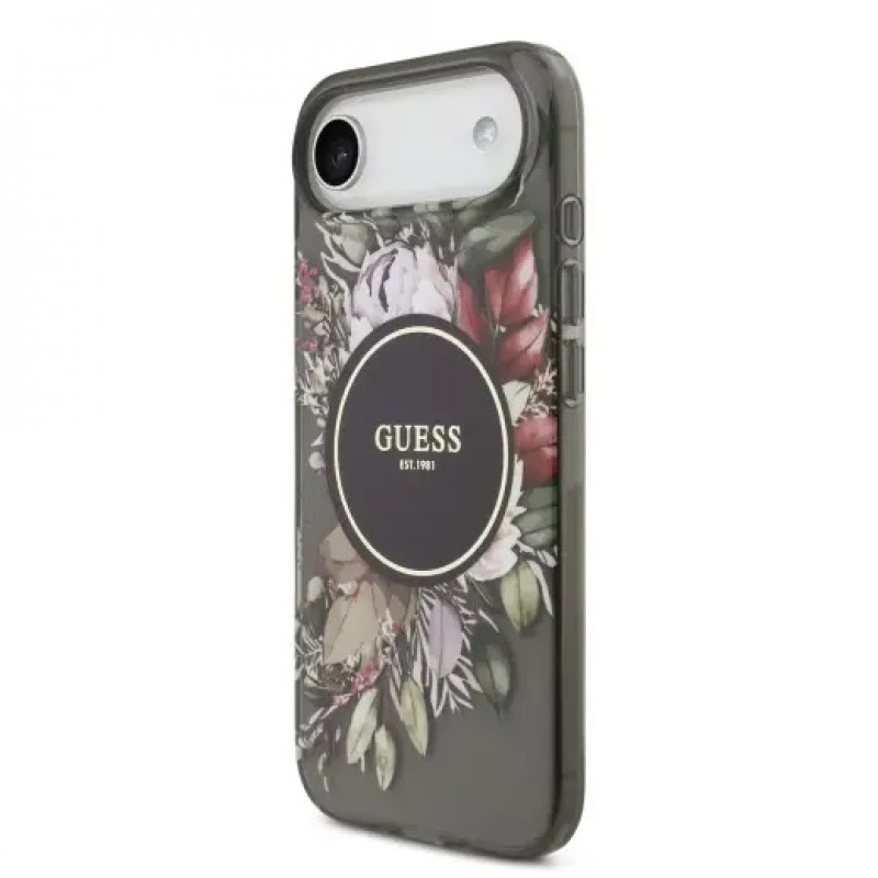 Θήκη Guess IML Flowers Strap MagSafe Cover iPhone Air (6.9") Black