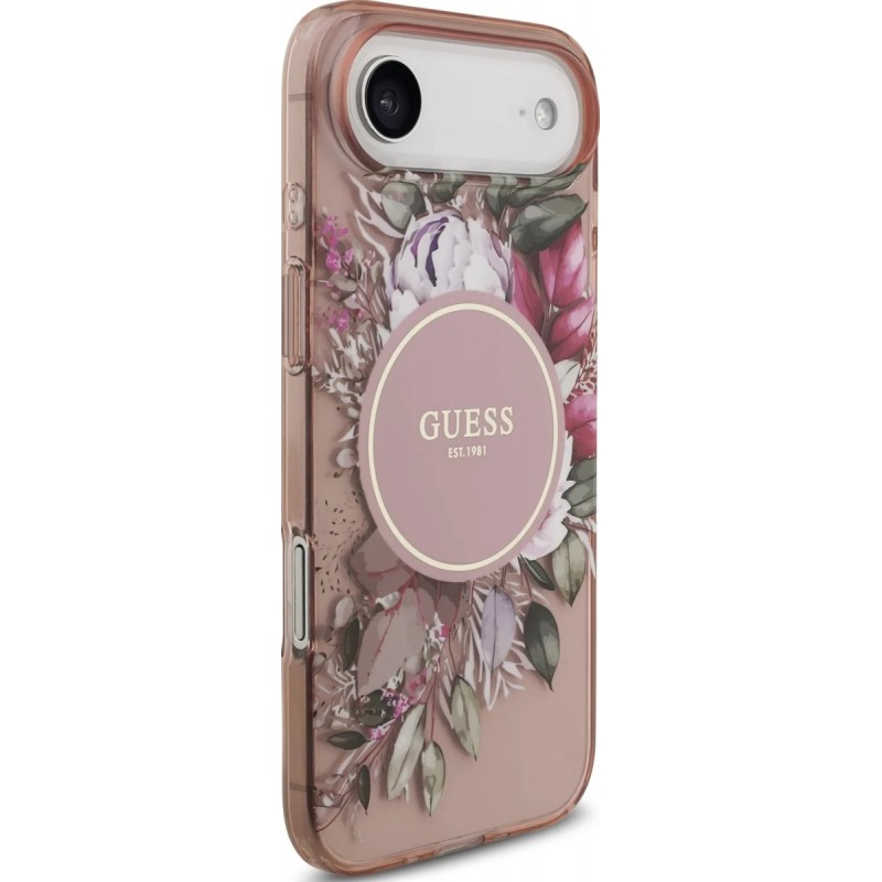 Θήκη Guess IML Flowers Strap MagSafe Cover iPhone Air (6.9") Pink