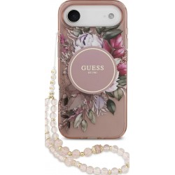Θήκη Guess IML Flowers Strap MagSafe Cover iPhone Air (6.9") Pink