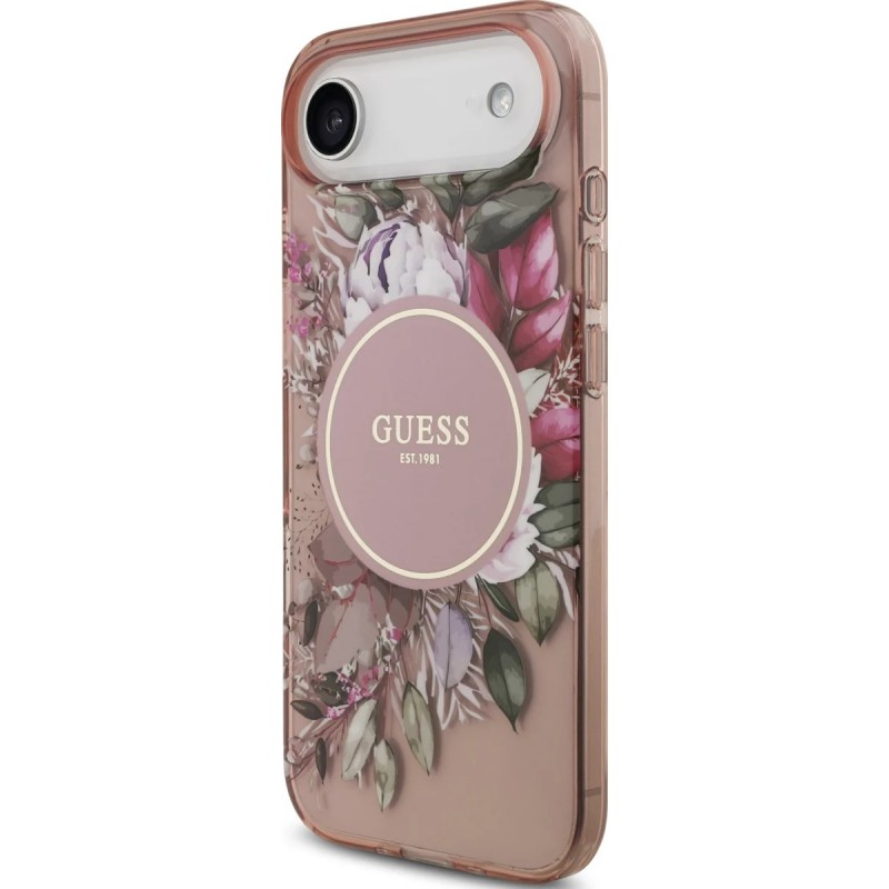Θήκη Guess IML Flowers Strap MagSafe Cover iPhone Air (6.9") Pink