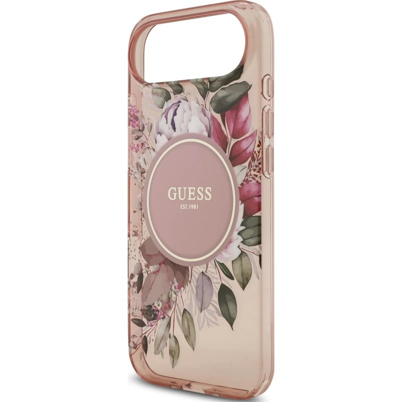 Θήκη Guess IML Flowers Strap MagSafe Cover iPhone Air (6.9") Pink