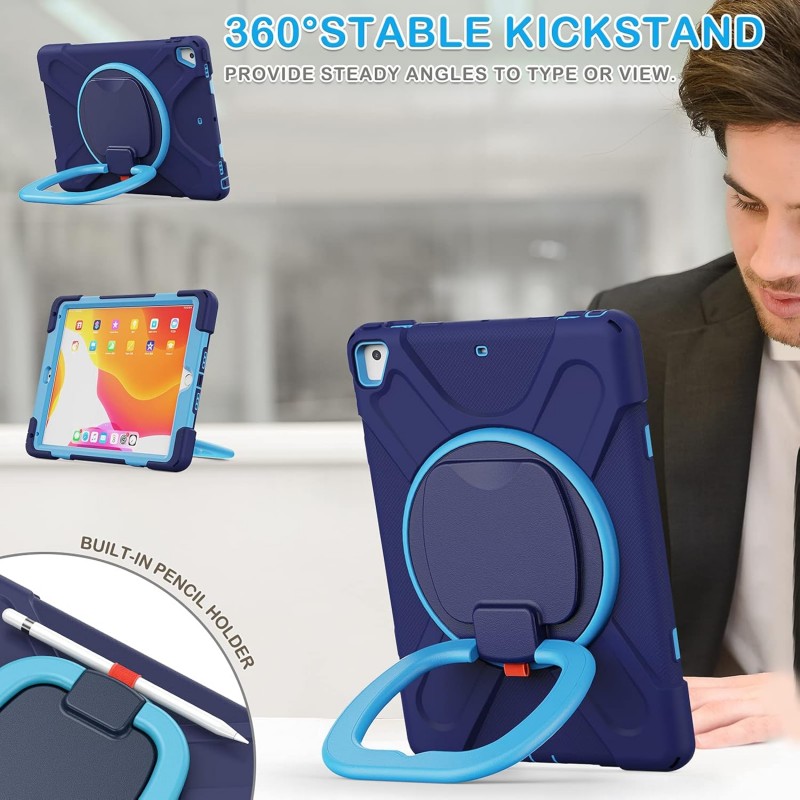Θήκη Shockproof Protective Rotating Bracket Cover with Pencil Holder Apple iPad Mini 6 (2021) 8.3" Navy Blue