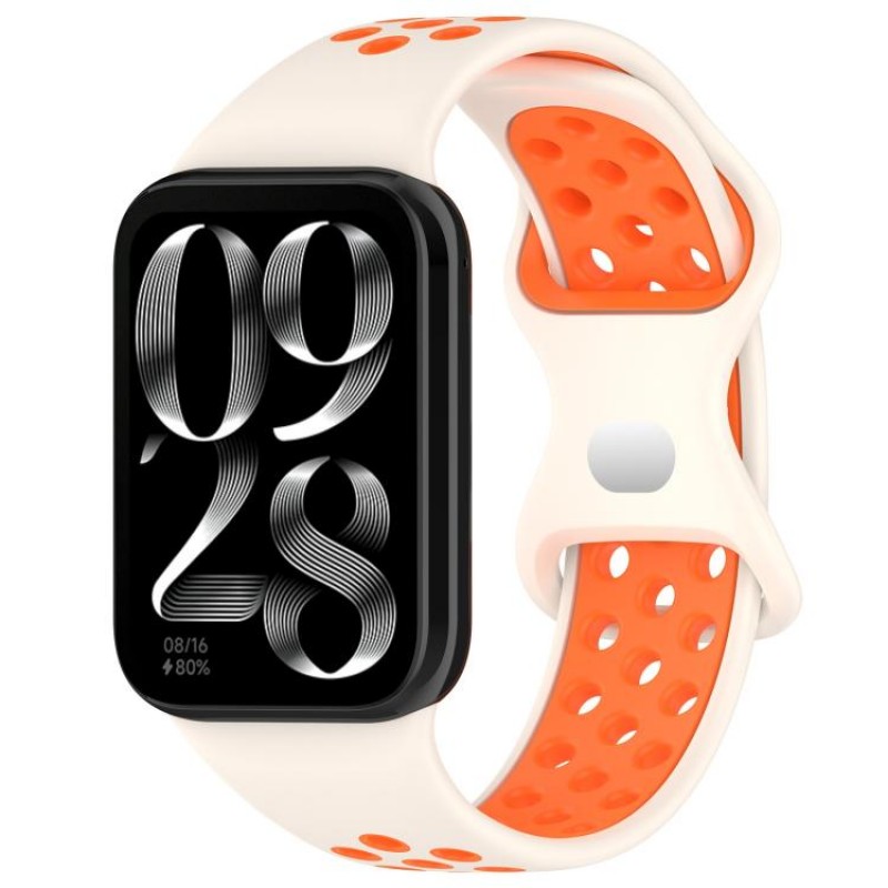 Ανταλλακτικό λουράκι Dual Color with Silicone Buckle Xiaomi Redmi Watch 4 / Smart Band 8 Pro / Smart Band 9 Pro /  Redmi Watch 5 White/Orange