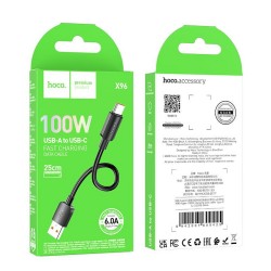 Καλώδιο Data Hoco X96 Hyper Charging Data Cable 100W USB-A to Type-C 0.25m Black