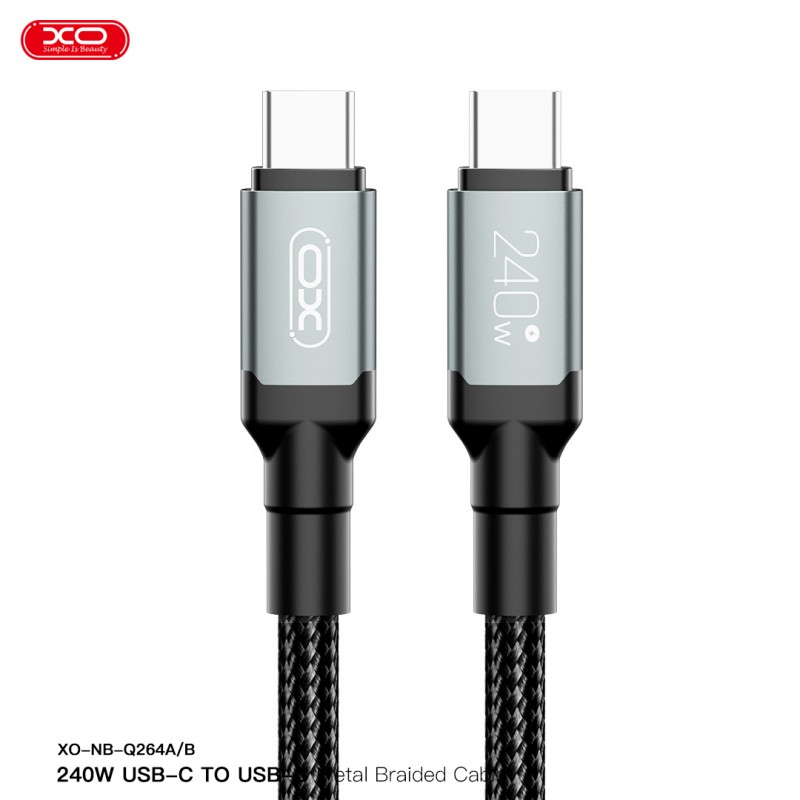Καλώδιο Charging XO NB-Q264A Metal Braided Cable Type-C to Type C 240w 1m Black