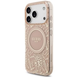 Θήκη Guess IML Flowers Allover Strap MagSafe Cover Apple iPhone 17 Pro (6.3") Pink