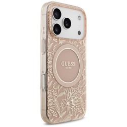 Θήκη Guess IML Flowers Allover Strap MagSafe Cover Apple iPhone 17 Pro (6.3") Pink
