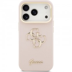 Θήκη Guess PU Grained 4G Logo Stand Camera Frame Cover Apple iPhone 17 Pro (6.3") Pink