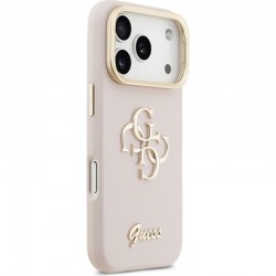 Θήκη Guess PU Grained 4G Logo Stand Camera Frame Cover Apple iPhone 17 Pro (6.3") Pink