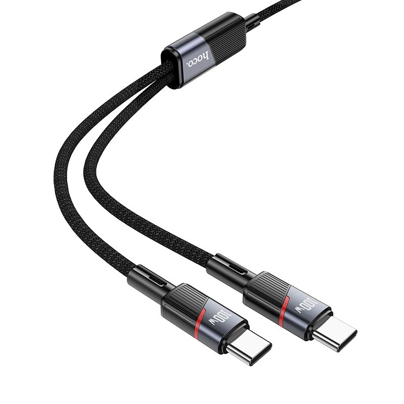 Καλώδιο Data Hoco U139 2in1 USB-C to USB-C / USB-C  5A 100W 1,2m Black