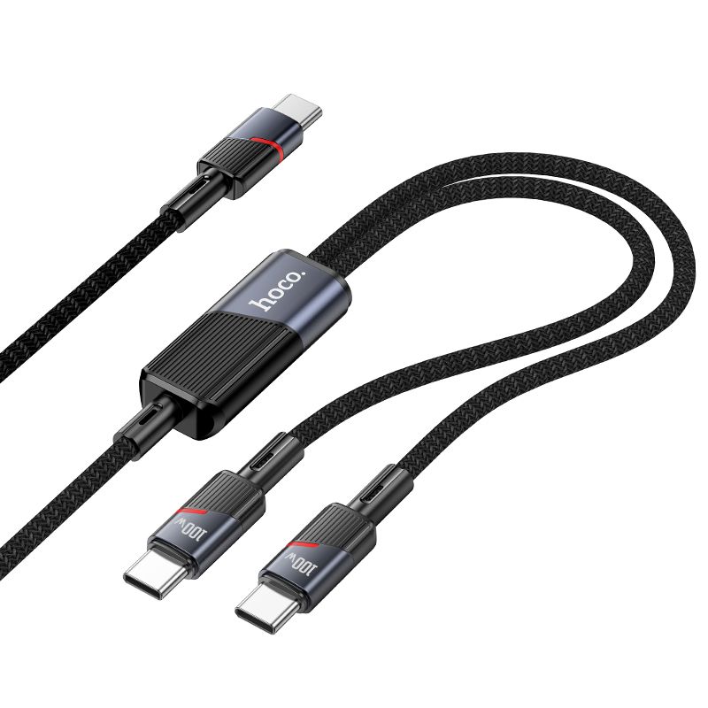 Καλώδιο Data Hoco U139 2in1 USB-C to USB-C / USB-C  5A 100W 1,2m Black