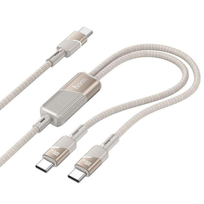 Καλώδιο Data Hoco U139 2in1 USB-C to USB-C / USB-C  5A 100W 1,2m Gold
