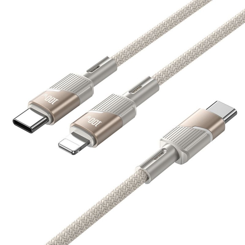 Καλώδιο Data Hoco U139 2in1 USB-C to USB-C / USB-C  5A 100W 1,2m Gold
