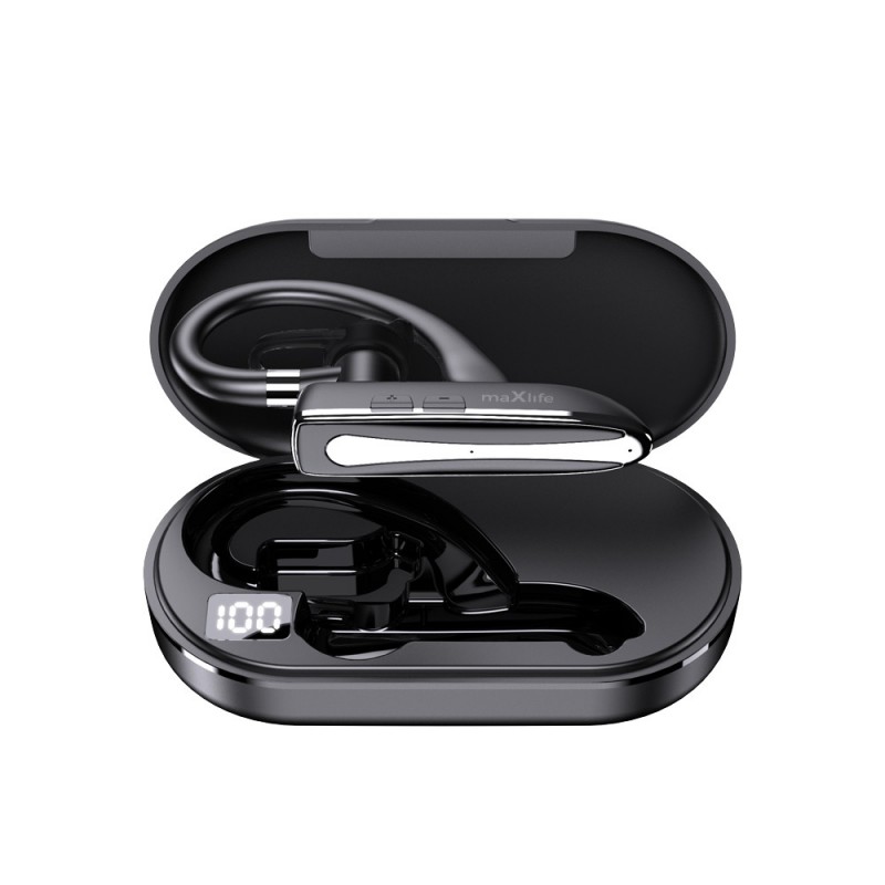 Ακουστικό Bluetooth Maxlife Bluetooth Headset MXBH-01 with Charging Case Black