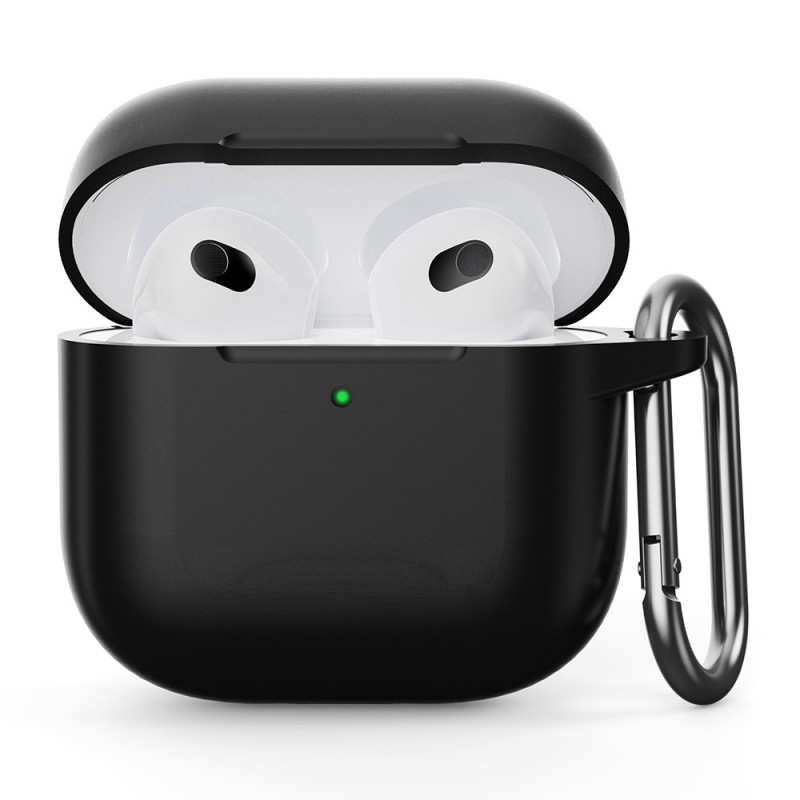 Θήκη Airpods 4 Silicone Protective Cover with Carabiner Black