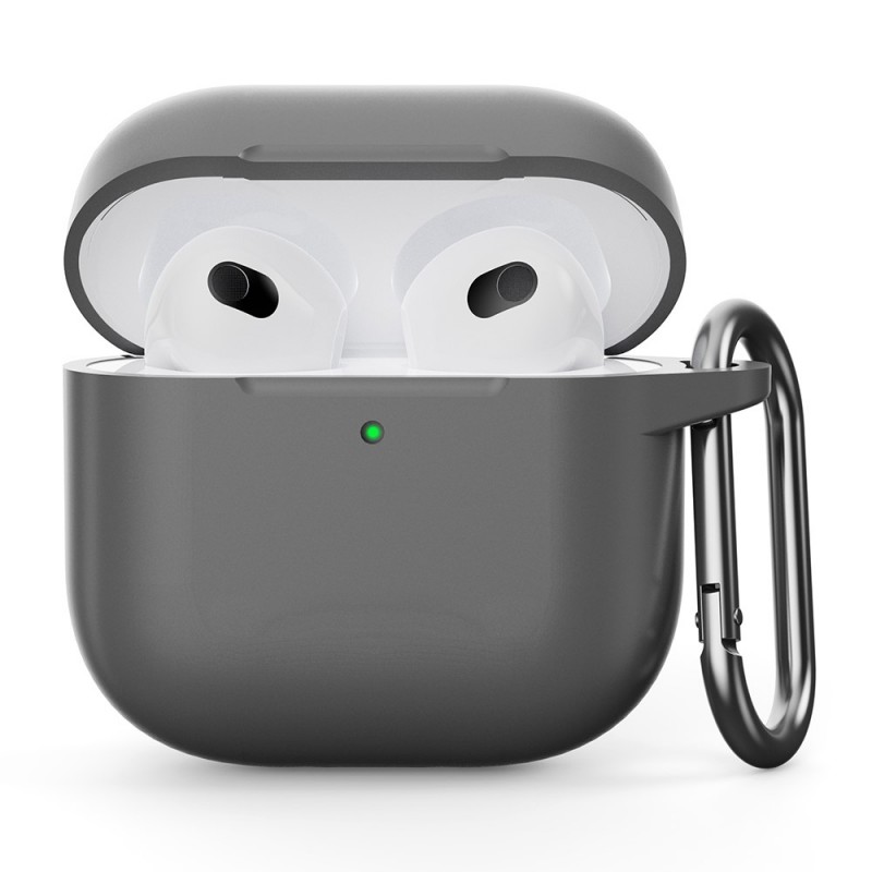 Θήκη Airpods 4 Silicone Protective Cover with Carabiner Grey