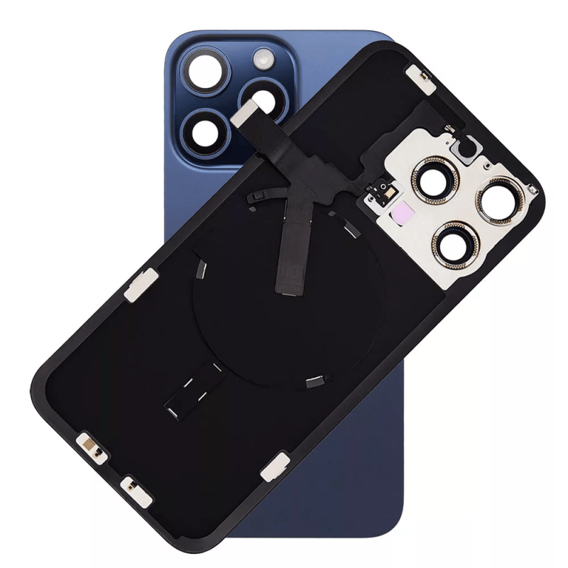Καπάκι Μπαταρίας Apple iPhone 15 Pro Max Blue Full – Με Bracket, Camera Lens, Magnets, Αδιαβροχοποίηση, Flash Light και original Ασύρματη Φόρτιση 