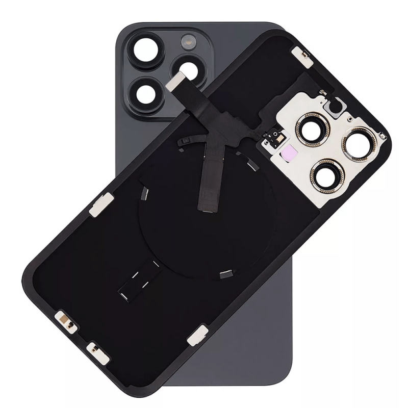 Καπάκι Μπαταρίας Apple iPhone 15 Pro Max Black Full – Με Bracket, Camera Lens, Magnets, Αδιαβροχοποίηση, Flash Light και original Ασύρματη Φόρτιση 