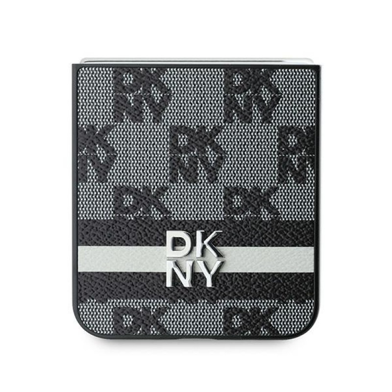 Θήκη DKNY PU Leather Checkered Pattern and Stripe Cover Samsung Galaxy Z Flip6 SM-F741 / Flip7 FE 5G SM-761B Black