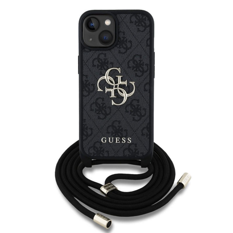 Θήκη Guess PU 4G Metal Logo Crossbody Strap Cover Apple iPhone 15 (6.1") Black