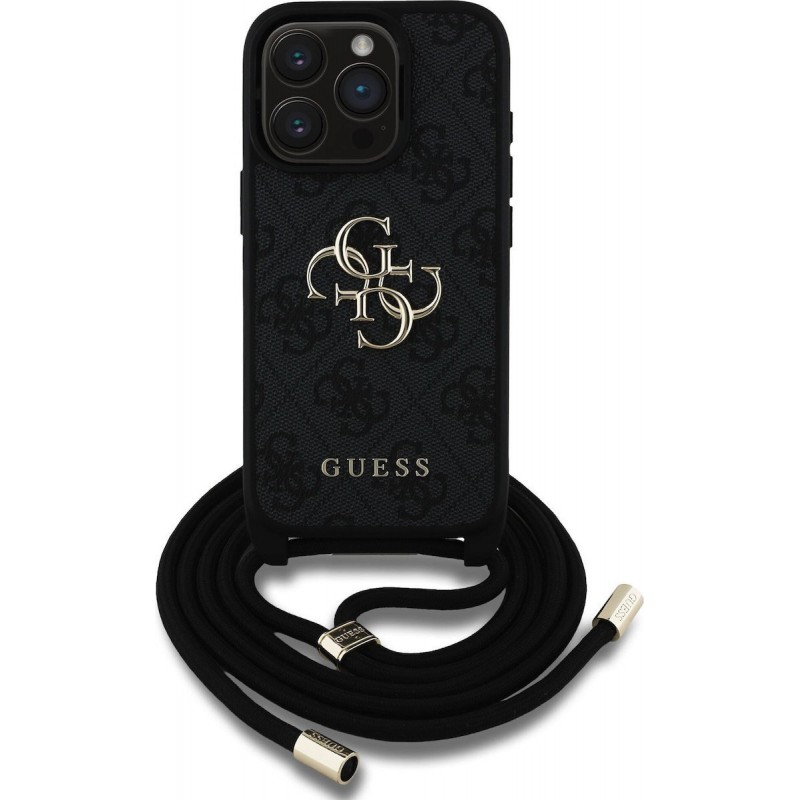 Θήκη Guess PU 4G Metal Logo Crossbody Strap Cover Apple iPhone 15 Pro Max (6.7") Black
