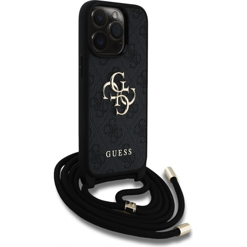 Θήκη Guess PU 4G Metal Logo Crossbody Strap Cover Apple iPhone 15 Pro Max (6.7") Black