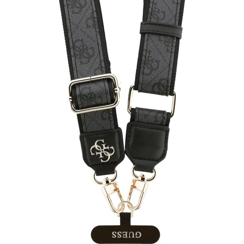 Λουράκι Λαιμού στήριξης Θήκης Guess Crossbody Strap PU 4G Metal Logo Black