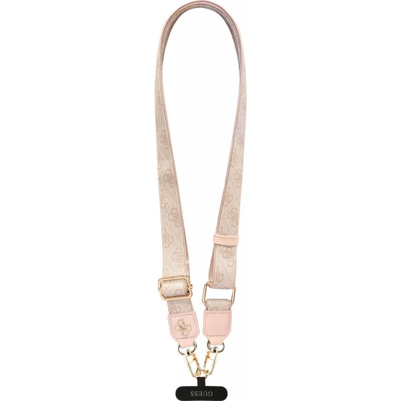 Λουράκι Λαιμού στήριξης Θήκης Guess Crossbody Strap PU 4G Metal Logo Pink