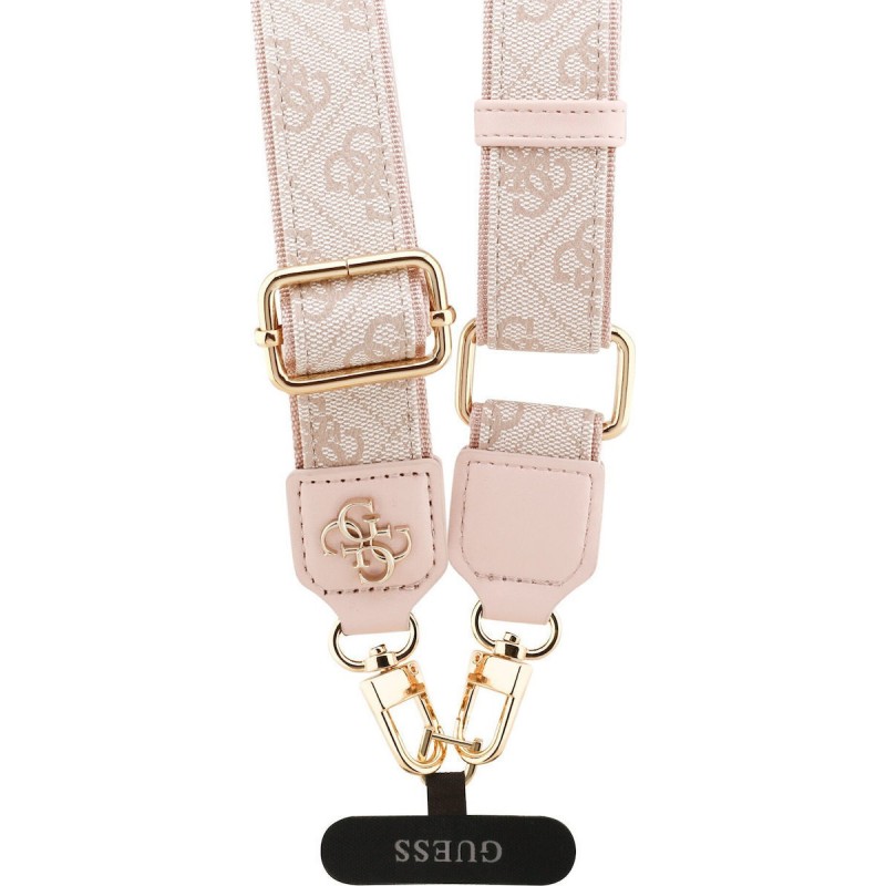 Λουράκι Λαιμού στήριξης Θήκης Guess Crossbody Strap PU 4G Metal Logo Pink