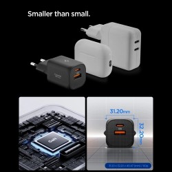 Φορτιστής Ταξιδιού Spigen EE352EU Essential 2-Port Network Charger 35W Black