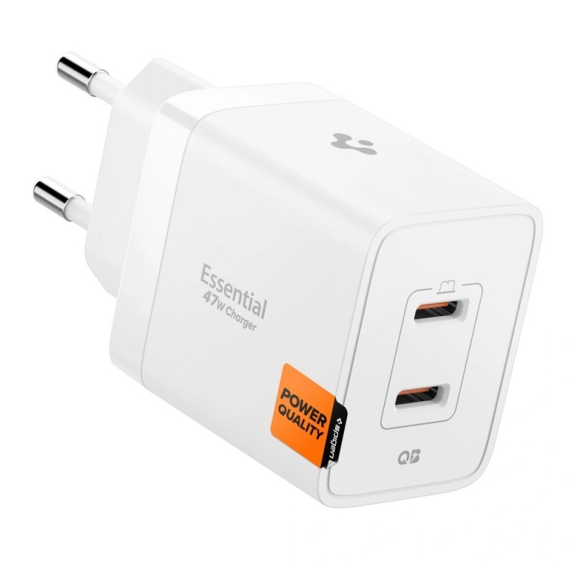 Φορτιστής Ταξιδιού Spigen EE472EU Essential 2-Port Network Charger 47W White