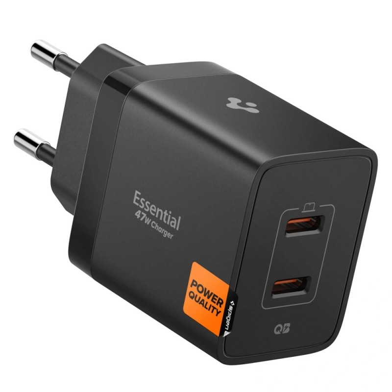 Φορτιστής Ταξιδιού Spigen EE472EU Essential 2-Port Network Charger 47W Black