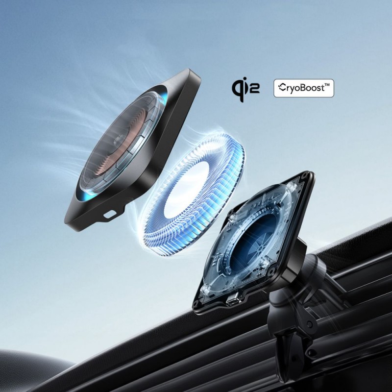 Βάση Αυτοκινήτου ESR Halolock Cryoboost Magnetic Magsafe Dashboard & Vent Car Mount Wireless Charger QI2 15W Frosted Onyx