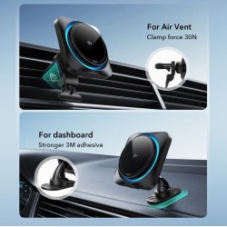 Βάση Αυτοκινήτου ESR Halolock Cryoboost Magnetic Magsafe Dashboard & Vent Car Mount Wireless Charger QI2 15W Frosted Onyx