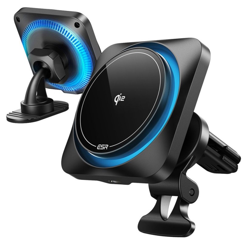 Βάση Αυτοκινήτου ESR Halolock Cryoboost Magnetic Magsafe Dashboard & Vent Car Mount Wireless Charger QI2 15W Frosted Onyx