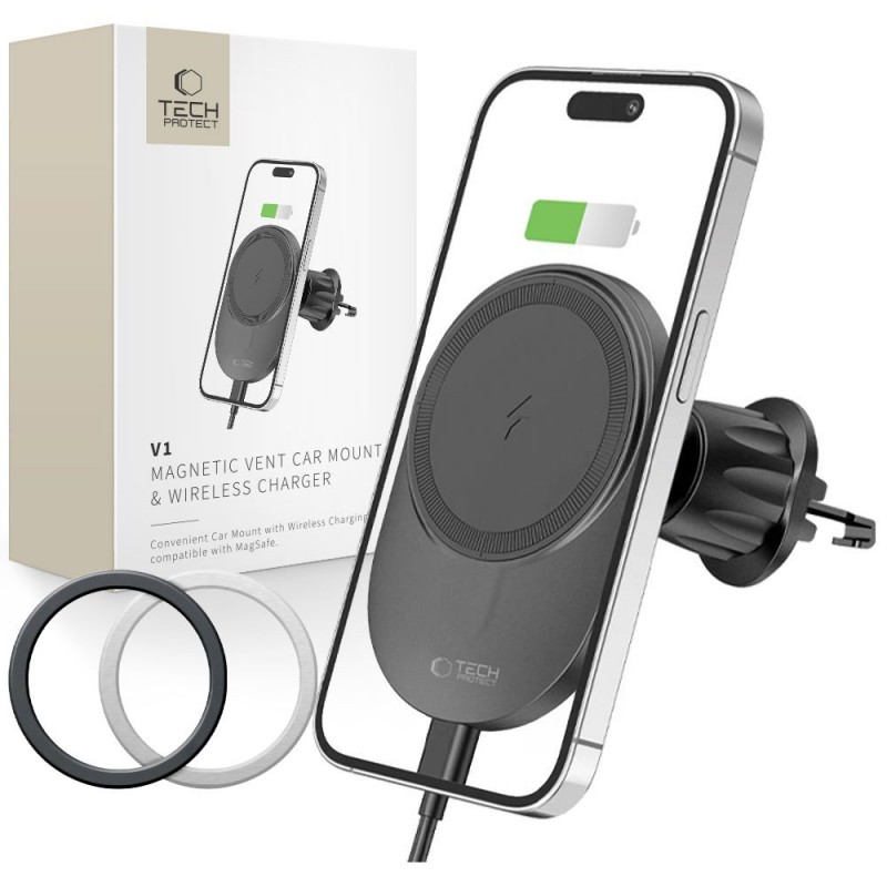 Βάση Αυτοκινήτου Tech-Protect MM15W-V1 Magnetic Magsafe Vent Car Mount Wireless Charger 15W Black