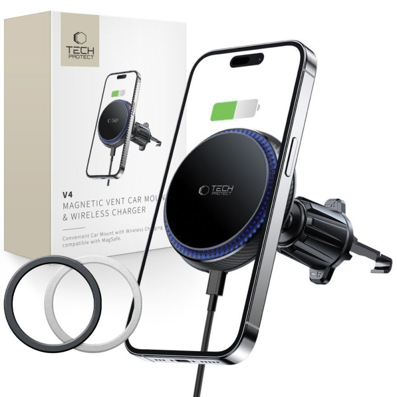 Βάση Αυτοκινήτου Tech-Protect MM15W-V4 Magnetic Magsafe Vent Car Mount Wireless Charger 15W Black