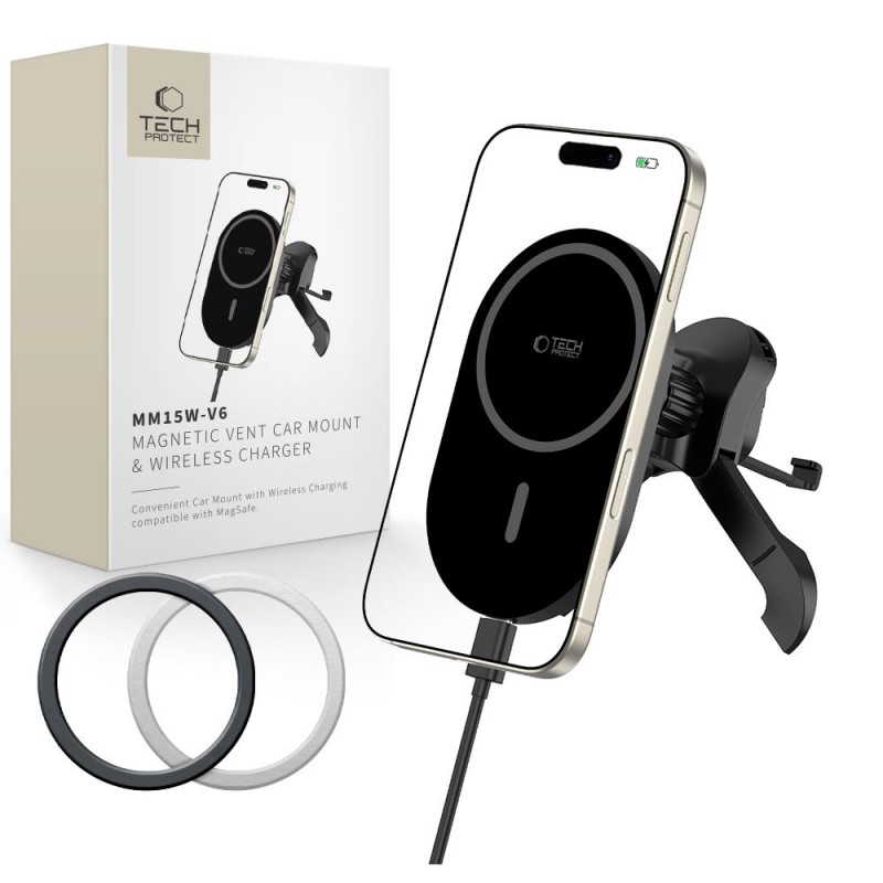Βάση Αυτοκινήτου Tech-Protect MM15W-V4 Magnetic Magsafe Vent Car Mount Wireless Charger 15W Black