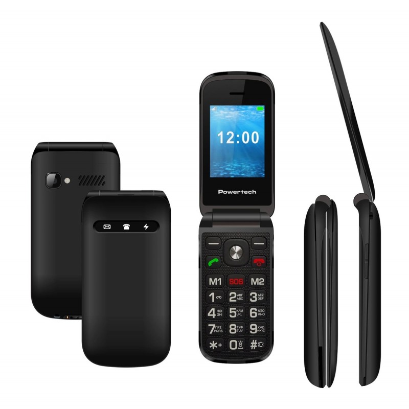 Powertech Milly Flip V2 Dual SIM with SOS Button Black
