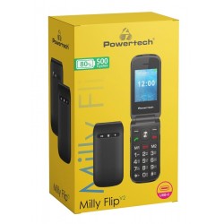 Powertech Milly Flip V2 Dual SIM with SOS Button Black