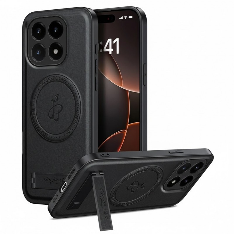 Θήκη Luxury Hybrid Leather Magnetic Stand Cover Realme 16 Pro+ Plus 5G Black